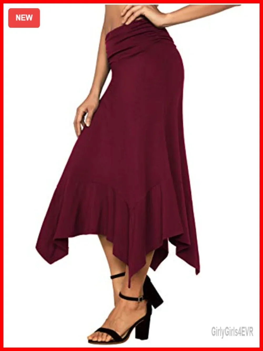 Women's Flowy Handkerchief Hemline Midi Skirt